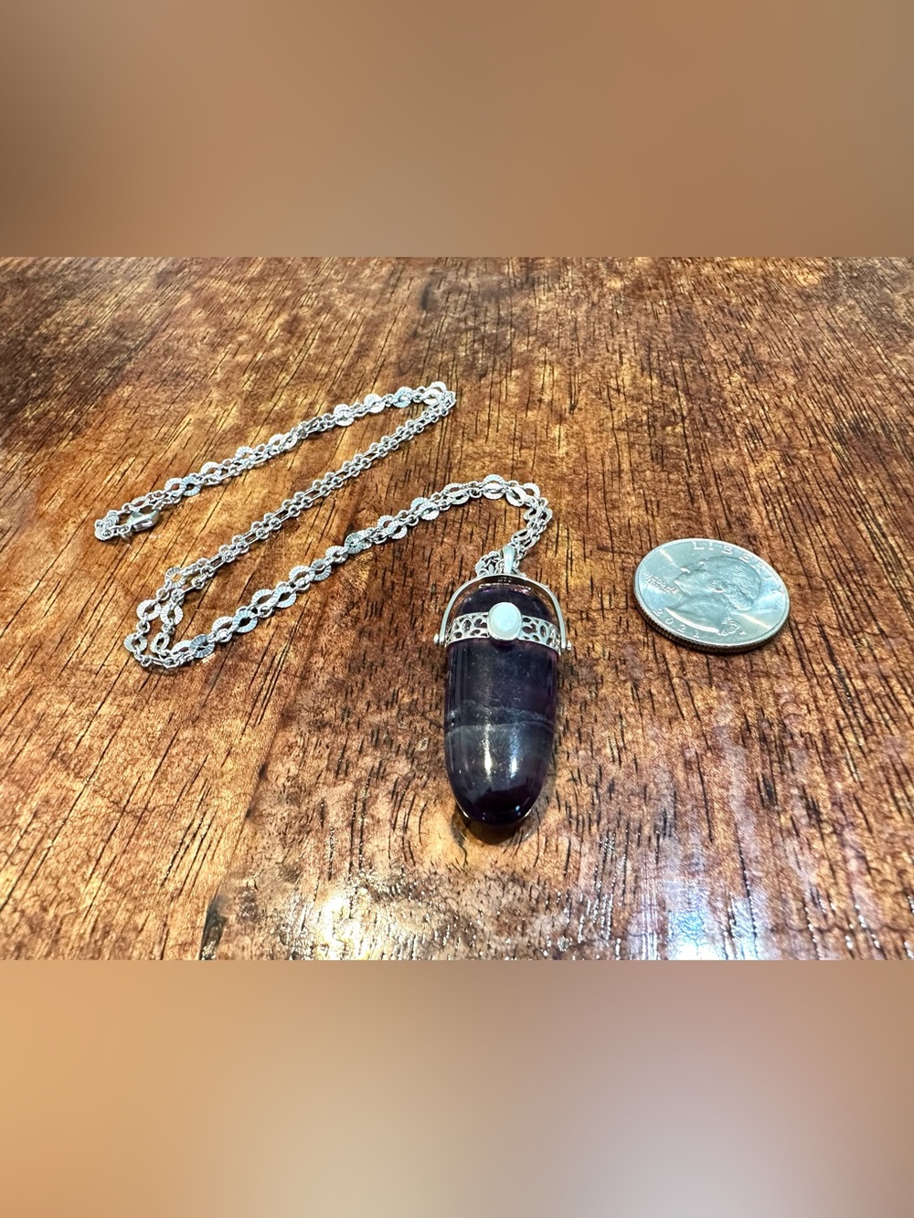 Fluorite Sterling Silver Pendant & Chain